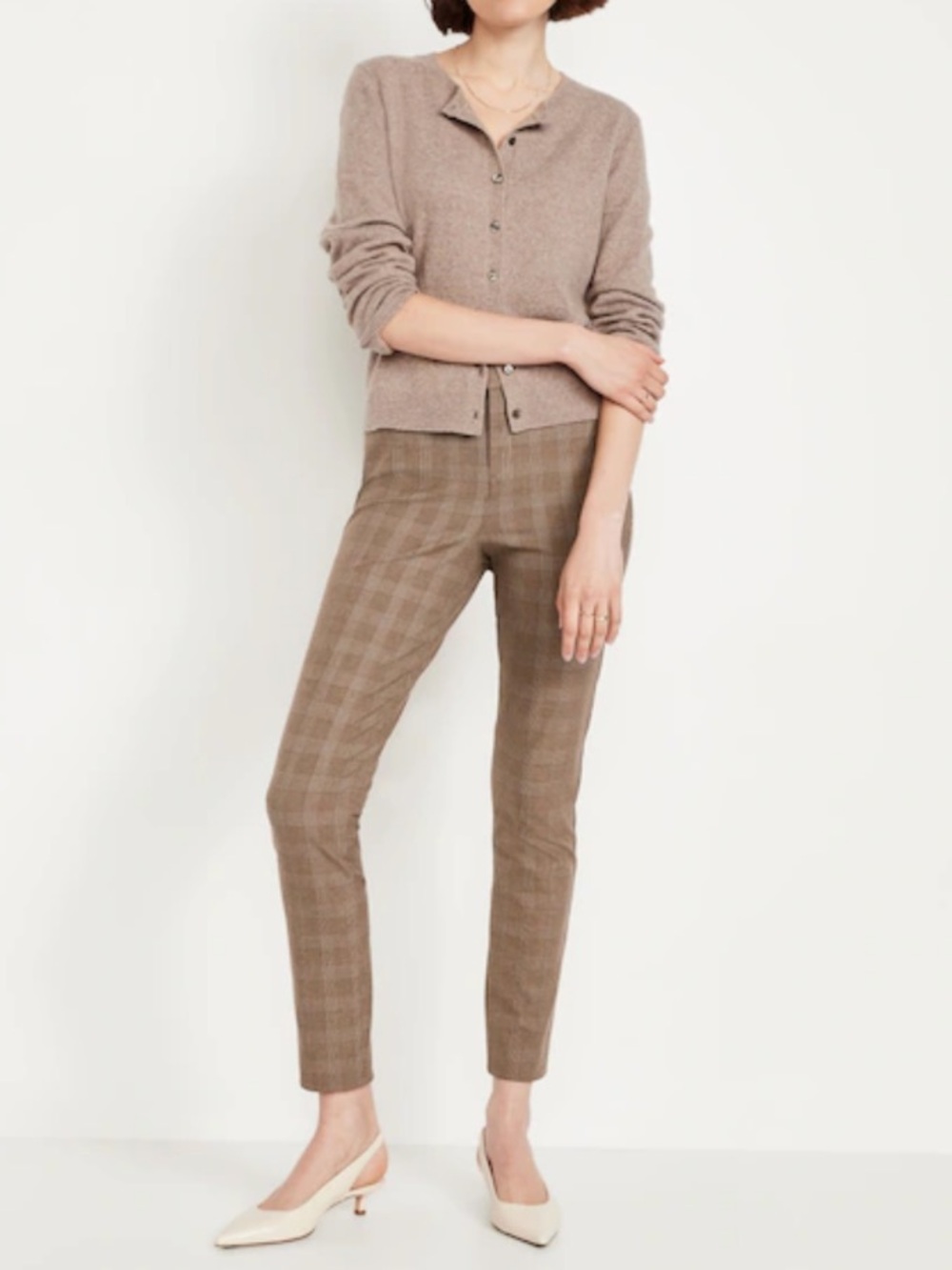 Old Navy Skinny Ankle Pixie Pants - Brown Plaid